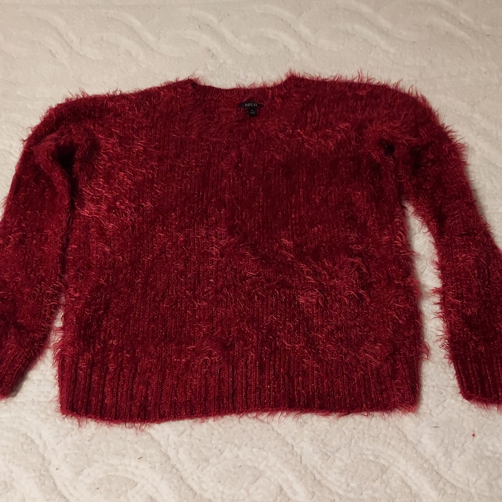 Apt. 9 Women's Red Fuzzy Sweater